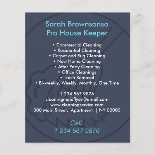 Navy Blue Minimal Zuhause Cleaning Keeper Flyer (Rückseite)