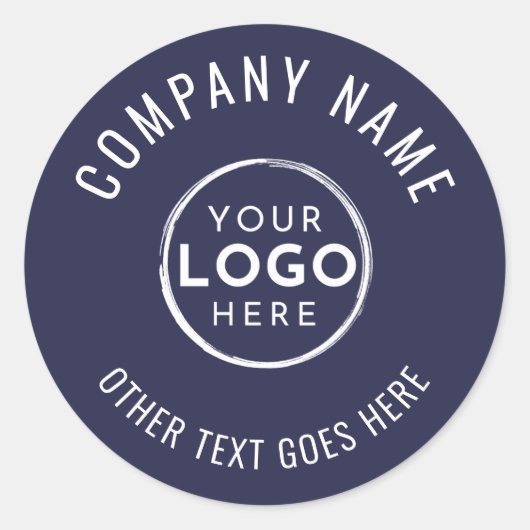 Navy Blue Minimalist Company Logo Runder Aufkleber (Vorderseite)