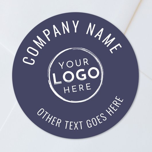 Navy-Blue-Minimalist-Firmenlogo Runder Aufkleber