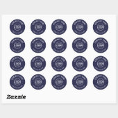Navy-Blue-Minimalist-Firmenlogo Runder Aufkleber (Blatt)
