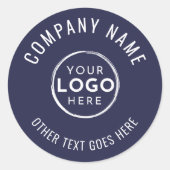 Navy-Blue-Minimalist-Firmenlogo Runder Aufkleber (Vorderseite)