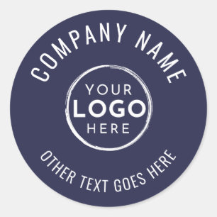 Navy-Blue-Minimalist-Firmenlogo Runder Aufkleber