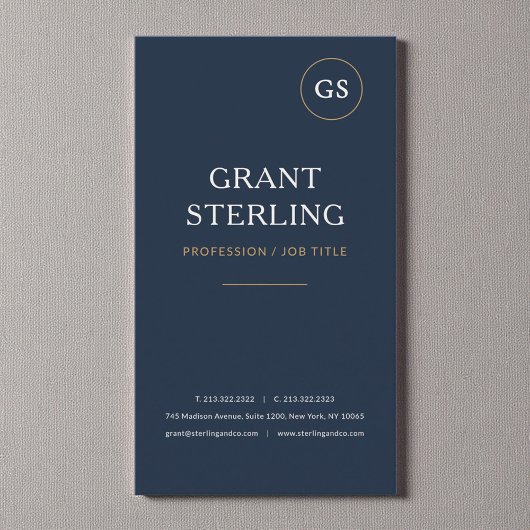 Navy Blue Minimalist Modern Professional Visitenkarte