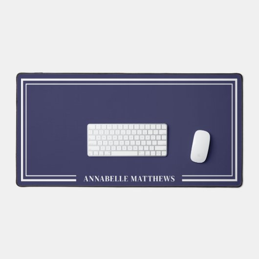 Navy Blue Minimalist Monogram Schreibtischunterlage (Tastatur & Maus)