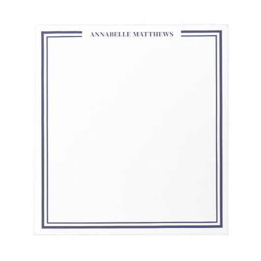 Navy-Blue minimalist Monogramm Notizblock (Vorderseite)