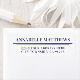 Navy Blue Minimalist Return Address