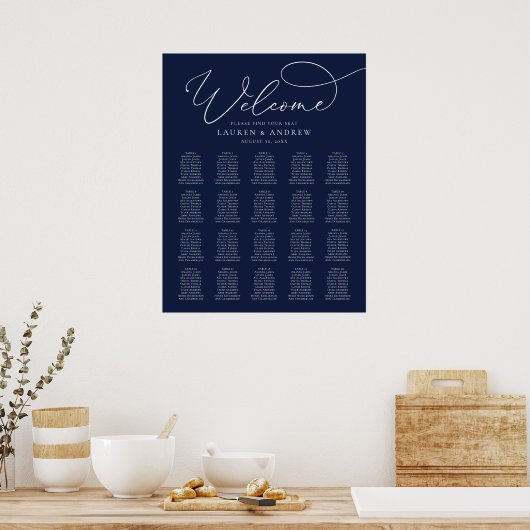 Navy Blue Minimalistisch 20 Table Print oder Digit Poster (Küche)