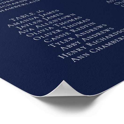Navy Blue Minimalistisch 20 Table Print oder Digit Poster (Ecke)