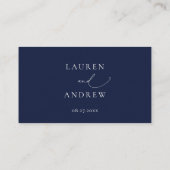 Navy Blue Minimalistisch 3 Wedding Tischnummer Platzkarte (Rückseite)