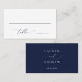 Navy Blue Minimalistisch 3 Wedding Tischnummer Platzkarte (Vorne/Hinten)