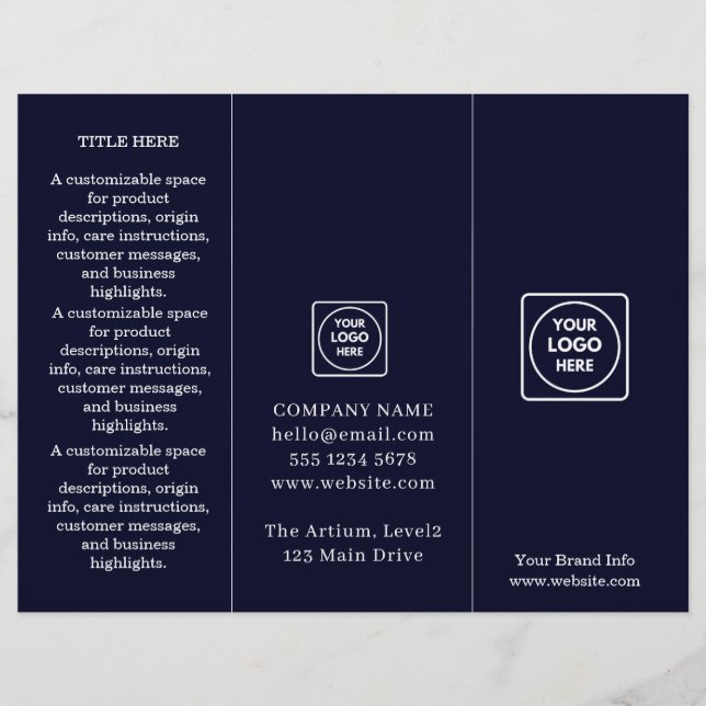 Navy Blue Minimalistisch | Berufliche Dreifachausf (Vorderseite)