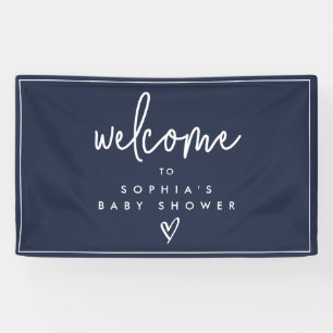 Navy Blue Minimalistisch Boho Baby Dusche Willkomm Banner