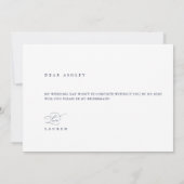 Navy Blue Minimalistisch Bridesmaid Vorschlagskart Einladung (Rückseite)