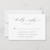 Navy Blue Minimalistisch Calligraphy Wedding RSVP  Karte (Vorderseite)