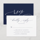 Navy Blue Minimalistisch Calligraphy Wedding RSVP  Karte (Vorne/Hinten)