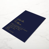 Navy Blue Minimalistisch Chic Script Wedding Gold Folieneinladung (Gedreht)