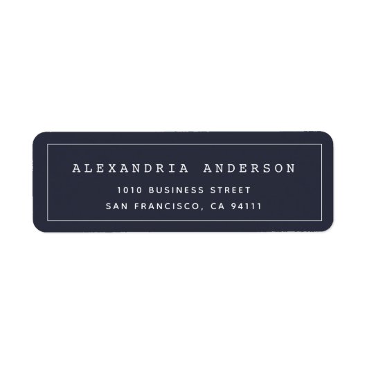 Navy Blue Minimalistisch Clean Border Address Labe (Vorne)
