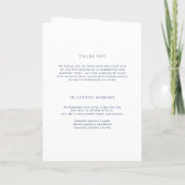 Navy Blue Minimalistisch Dainty Script Wedding Programm (Rückseite)