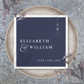 Navy Blue Minimalistisch Elegant Monogram Wedding Serviette