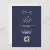 Navy Blue Minimalistisch Elegant QR Code Hochzeit Einladung (Rückseite)