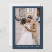 Navy Blue Minimalistisch Elegante Foto Hochzeit Einladung (Vorderseite)
