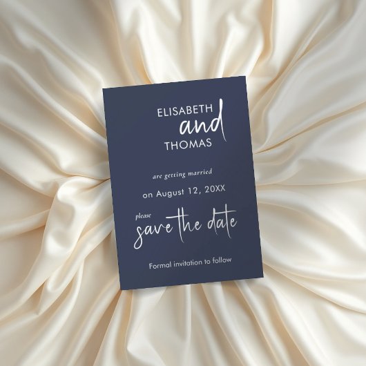 Navy Blue minimalistisch elegante Save the Date-Ka Date