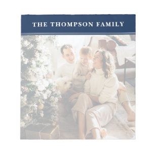 Navy Blue Minimalistisch Family Foto Notepad Notizblock