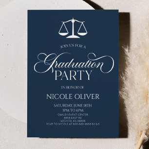 Navy Blue Minimalistisch Lawyer Scale Abschluss Einladung