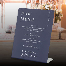 Navy Blue Minimalistisch Modern Bar Menu Sockelschild