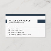 Navy Blue Minimalistisch Modern Beruflich Visitenkarte (Rückseite)