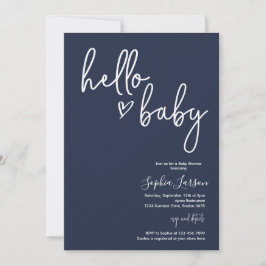 Navy Blue Minimalistisch Modern Boho Baby Dusche Einladung