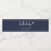 Navy Blue Minimalistisch Modern Boho Baby Dusche Wasserflaschenetikett (Einzelnes Label)