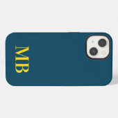 Navy Blue Minimalistisch Modern Initial Monogram iPhone Hülle (Rückseite (Horizontal))