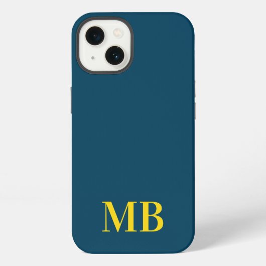 Navy Blue Minimalistisch Modern Initial Monogram iPhone Hülle (Rückseite)