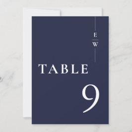Navy Blue Minimalistisch Modern Monogram Tischnumm Einladung