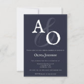 Navy Blue Minimalistisch Monogram Brautparty Einladung (Vorderseite)