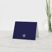 Navy Blue Minimalistisch Monogram Vielen Dank (Rückseite)