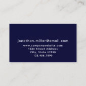 Navy Blue Minimalistisch Monogram Visitenkarte (Rückseite)