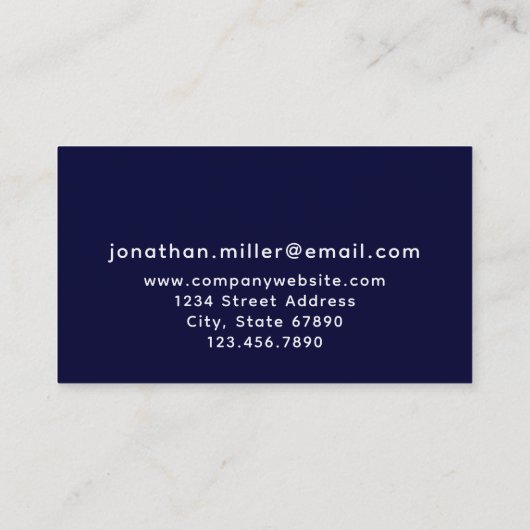 Navy Blue Minimalistisch Monogram Visitenkarte (Rückseite)