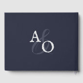 Navy Blue Minimalistisch Monogram Wedding Gästebuch (Rückseite)