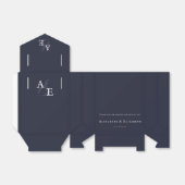 Navy Blue Minimalistisch Monogram Wedding Geschenkschachtel (Ungefaltet)