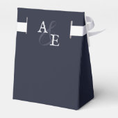 Navy Blue Minimalistisch Monogram Wedding Geschenkschachtel (Rückseite)