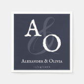 Navy Blue Minimalistisch Monogram Wedding Serviette (Vorderseite)