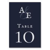 Navy Blue Minimalistisch Monogram Wedding Tischnummer (Rückseite)
