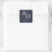 Navy Blue Minimalistisch Monogram Wedding Vielen D Quadratischer Aufkleber (Tasche)