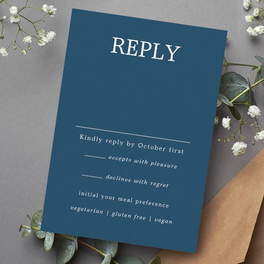 Navy Blue Minimalistisch Personalisiert Wedding RS Begleitkarte
