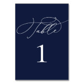 Navy Blue Minimalistisch Polterabend Tischnummer (Rückseite)