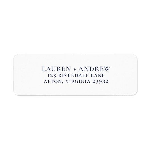 Navy Blue Minimalistisch Rücksendeadresse (Vorne)
