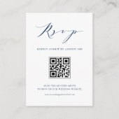Navy Blue Minimalistisch Script Black QR Code UAWG Begleitkarte (Vorderseite)