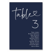 Navy Blue Minimalistisch Script Moderne Hochzeit Tischnummer (Rückseite)